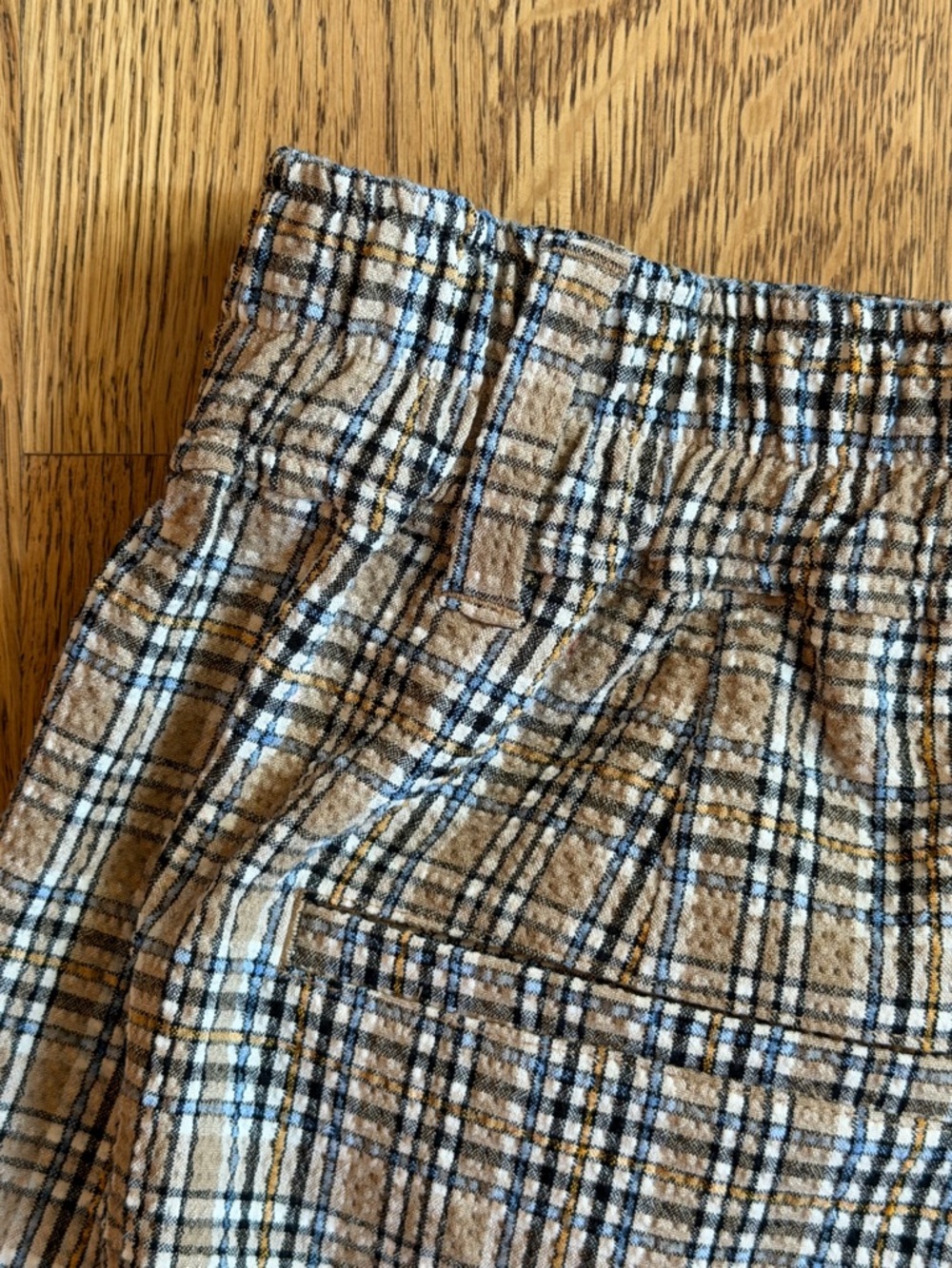 NWOT Madewell The Neale Seersucker Short - Tan and Blue Plaid - Size 0 - Picture 5 of 10
